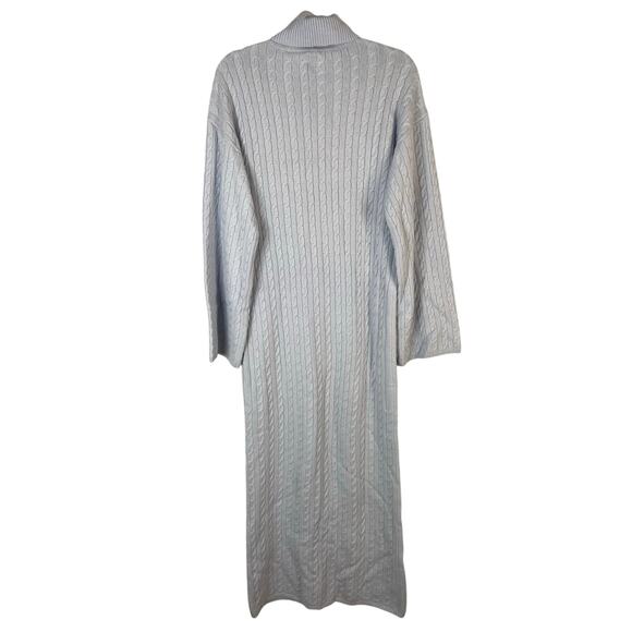 Helsa Shai Cable Knit Maxi Sweater Dress Turtleneck Merino Wool Cashmere Blend S - Picture 7 of 10